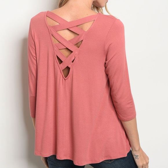 LAST Mauve Cross Back Top - Picture 3 of 3